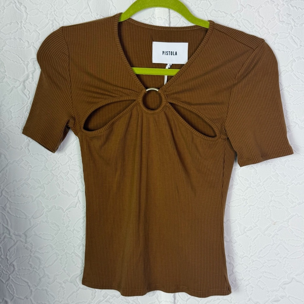 Pistola Chestnut Cut-Out‎ Short Sleeve Top